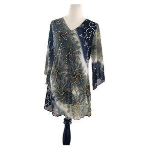 Signature JMB V neck blouse 3/4 sleeves in size:L